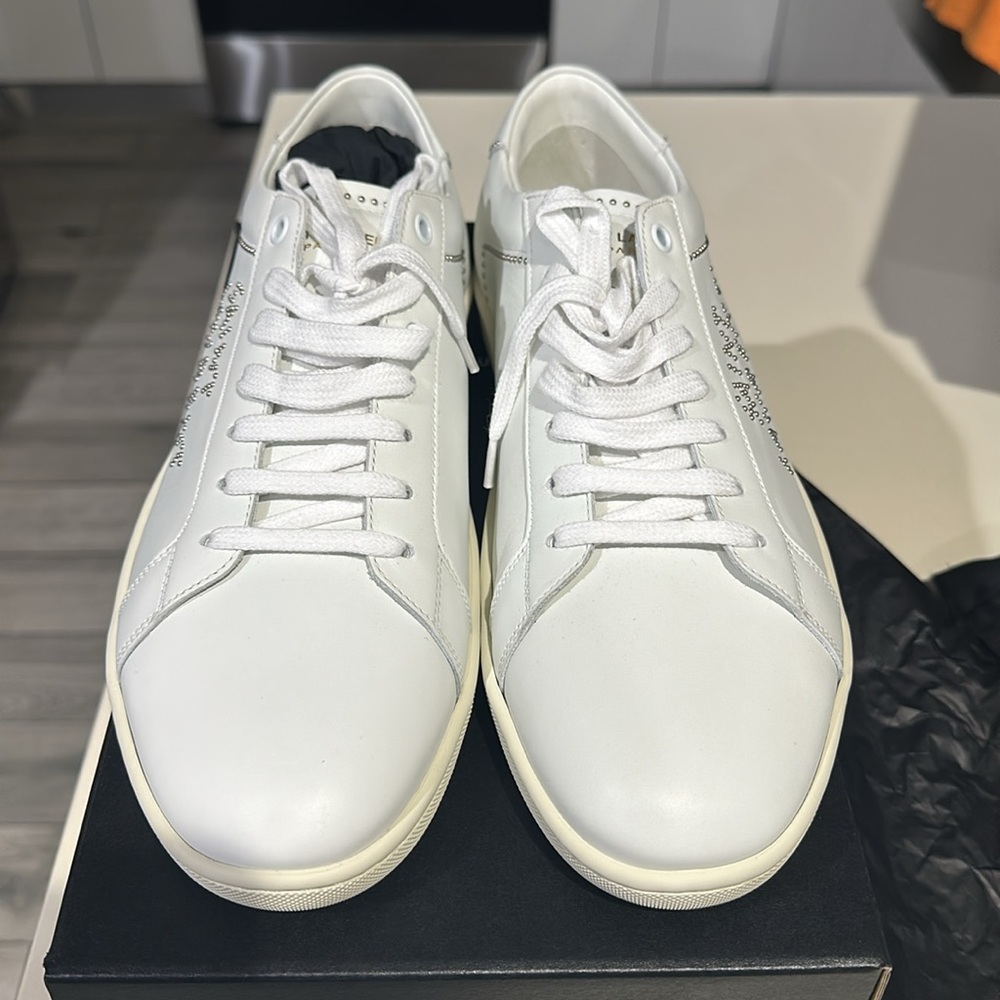 Saint Laurent White Sneakers with Studded Logo - Picture 3 of 4